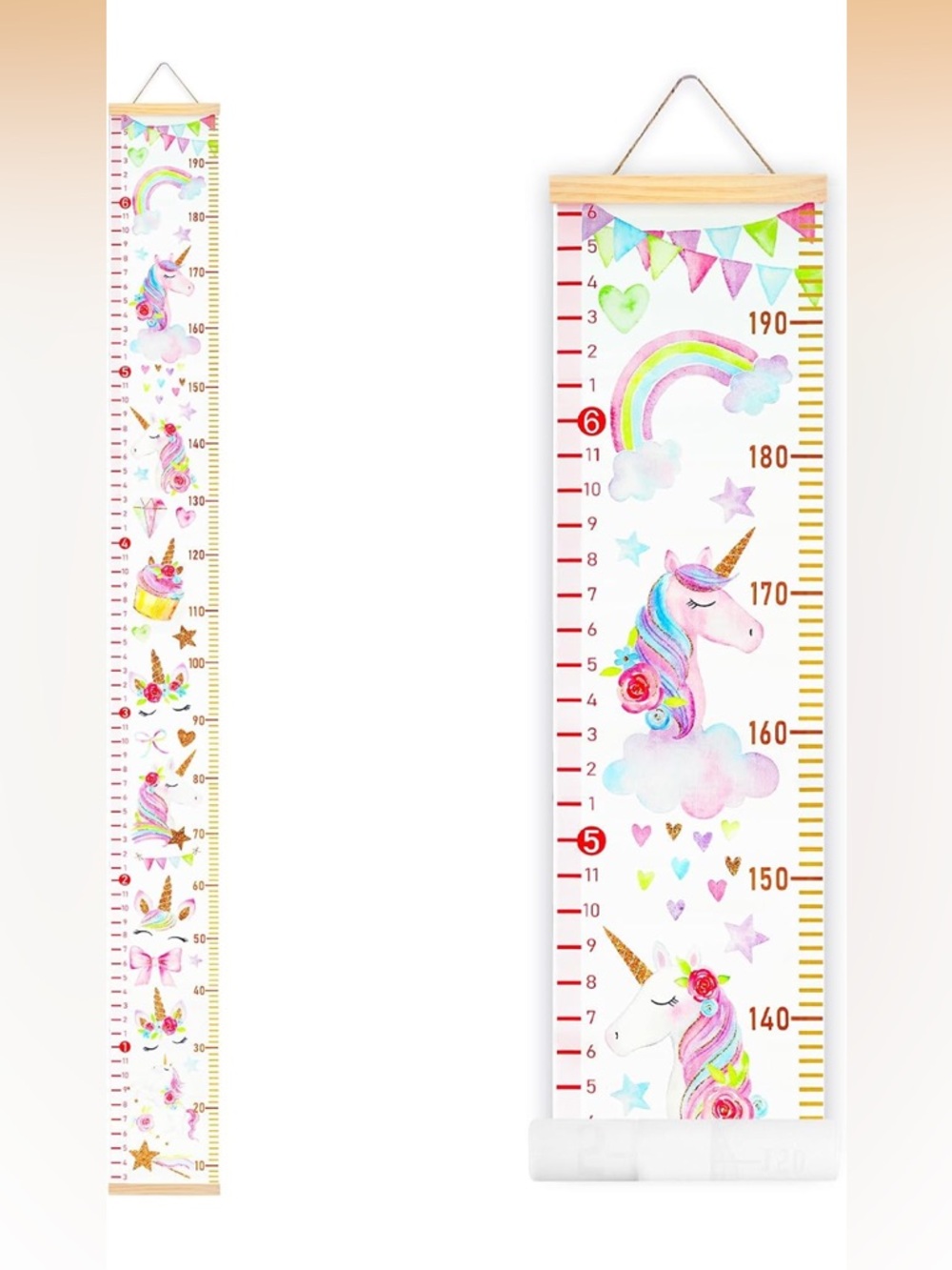 Unicorn Growth Chart for Kids - Pink Rainbow Design